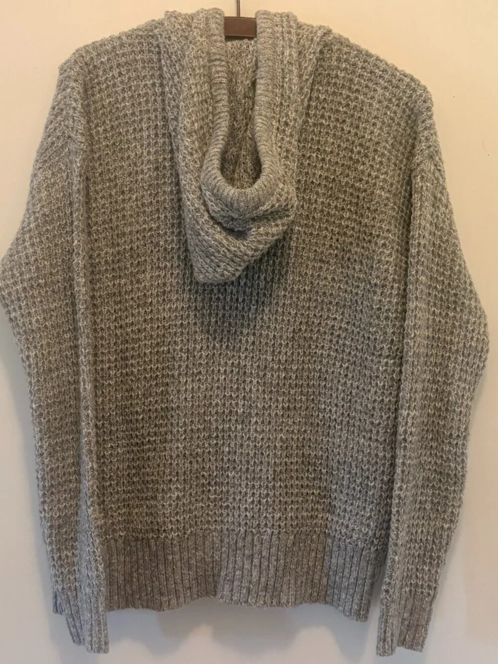 Grey Roxy Sweater with Zipper, Pockets, and Hood. Size Large. Retail $78.